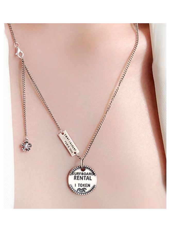 Perfii Rhodium Plated Ziron Studded Pendant Necklace - Image 3