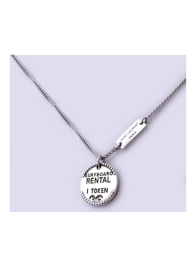 Perfii Rhodium Plated Ziron Studded Pendant Necklace - Image 4