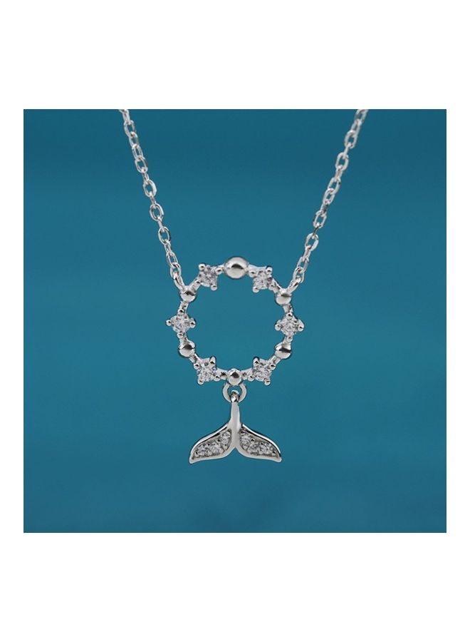Perfii S925 Sterling Silver Crystal Studded Pendant Necklace  - Image 3