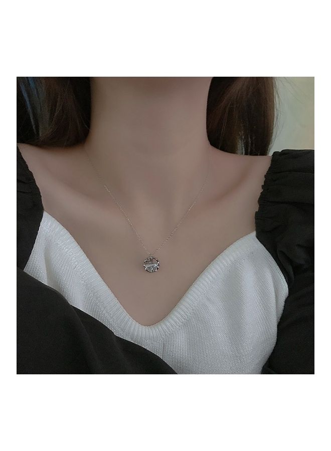 بيرفيي S925 Sterling Silver Crystal Studded Pendant Necklace - Image 2