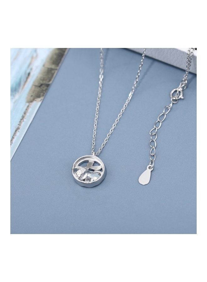 بيرفيي S925 Sterling Silver Crystal Studded Pendant Necklace - Image 4