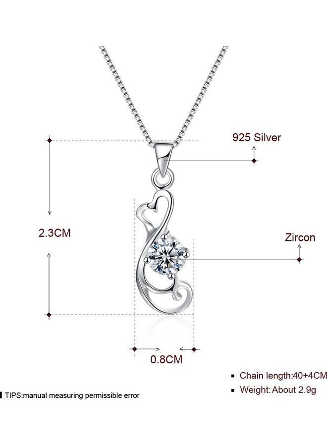Perfii S925 Sterling Silver Crystal Studded Pendant Necklace - Image 2