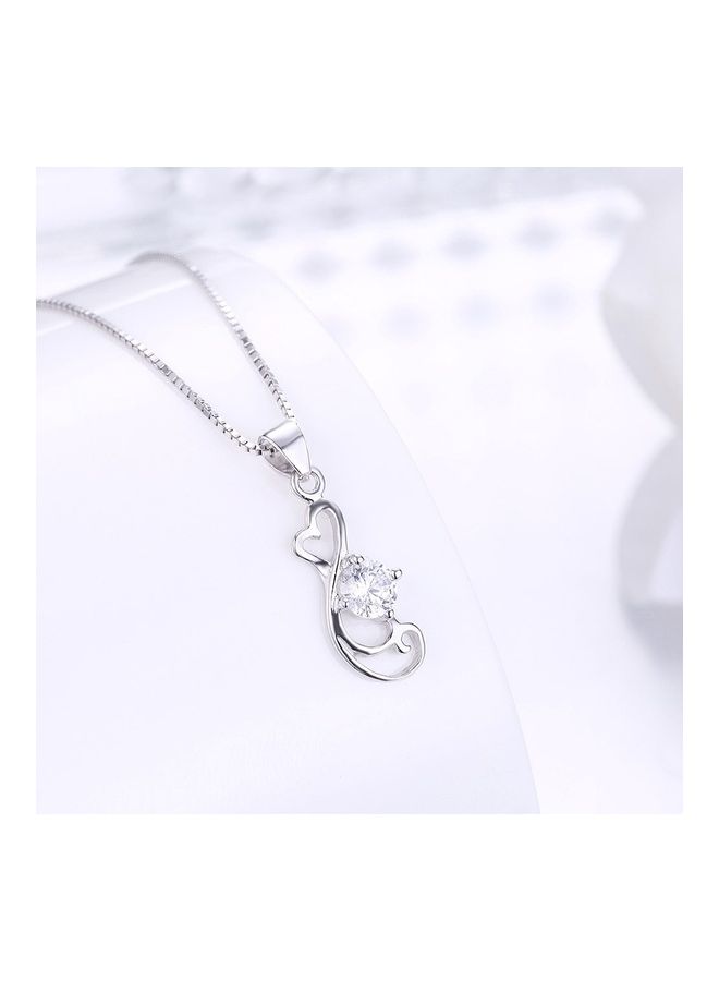 Perfii S925 Sterling Silver Crystal Studded Pendant Necklace - Image 4