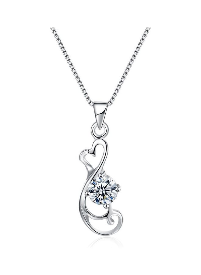 Perfii S925 Sterling Silver Crystal Studded Pendant Necklace - Image 1