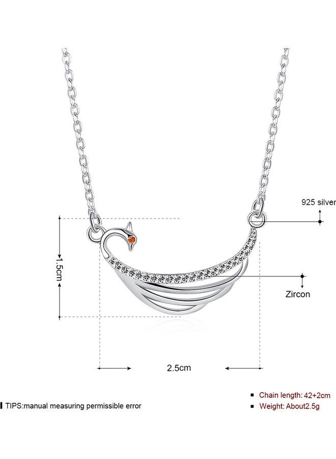 بيرفيي S925 Sterling Silver Crystal Studded Pendant Necklace - Image 3