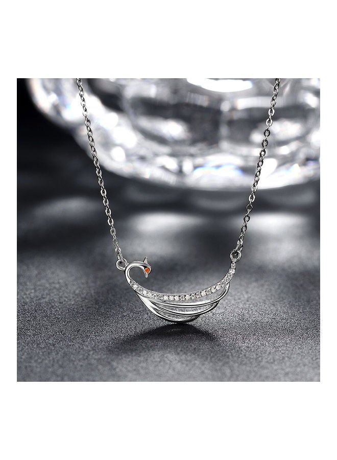 بيرفيي S925 Sterling Silver Crystal Studded Pendant Necklace - Image 4