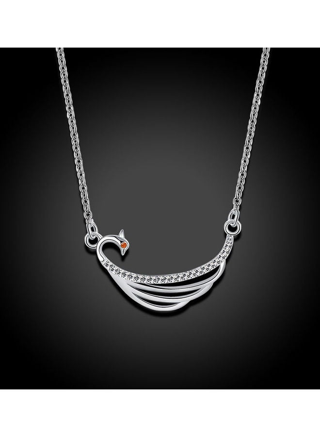 بيرفيي S925 Sterling Silver Crystal Studded Pendant Necklace - Image 5