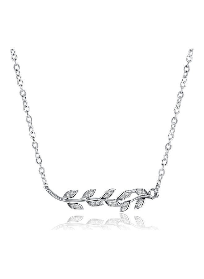 Perfii S925 Sterling Silver Crystal Studded Pendant Necklace - Image 1