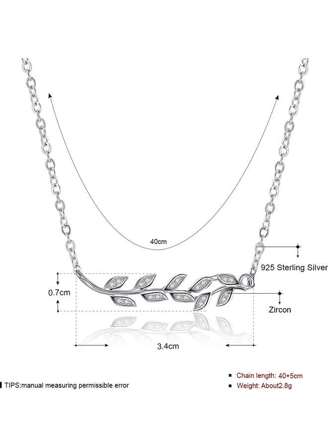 Perfii S925 Sterling Silver Crystal Studded Pendant Necklace - Image 2