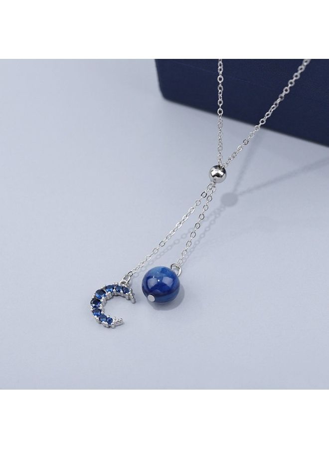 Perfii S925 Sterling Silver Crystal Studded Pendant Necklace - Image 5