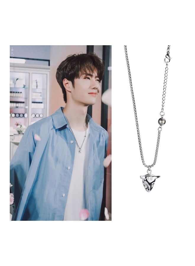 Perfii Rhodium Plated Ziron Studded Pendant Necklace - Image 5