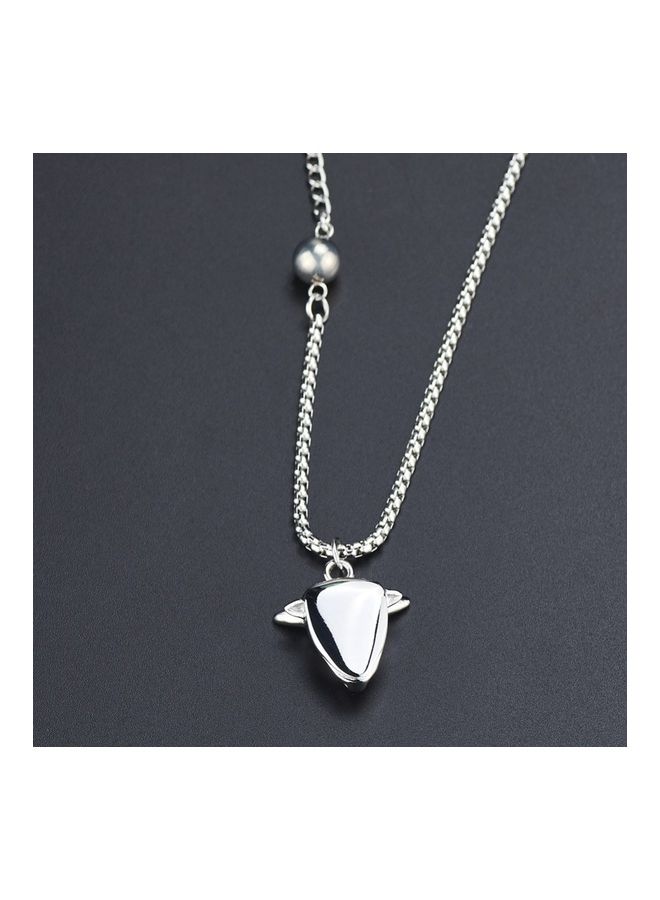 Perfii Rhodium Plated Ziron Studded Pendant Necklace - Image 2