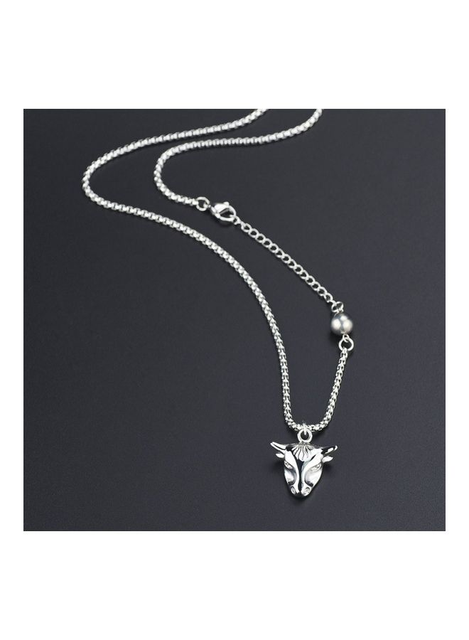 Perfii Rhodium Plated Ziron Studded Pendant Necklace - Image 3