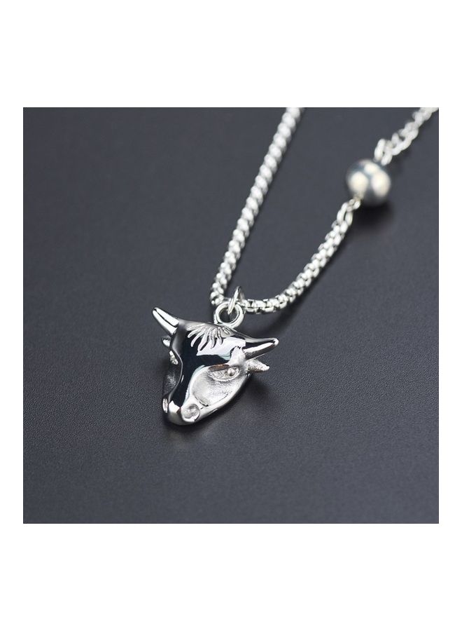 Perfii Rhodium Plated Ziron Studded Pendant Necklace - Image 4