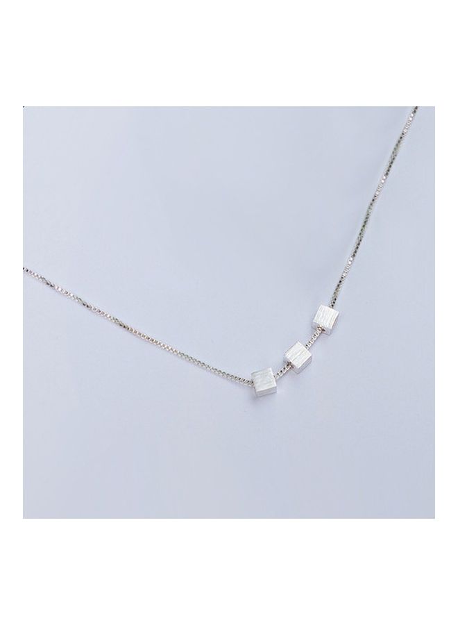 Perfii Rhodium Plated Ziron Studded Pendant Necklace - Image 4