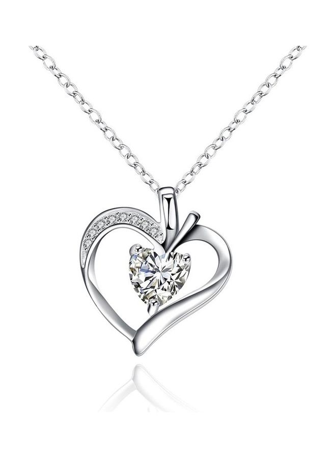 Perfii Rhodium Plated Ziron Studded Pendant Necklace - Image 1