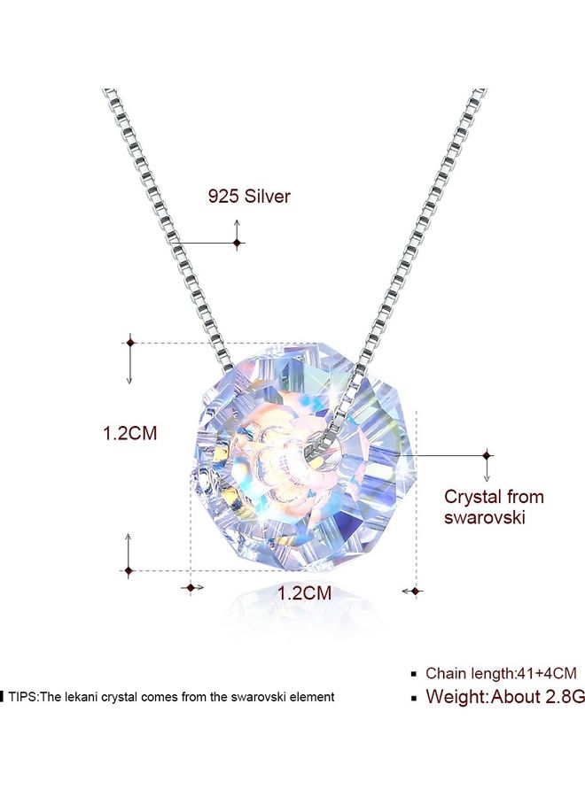 Perfii S925 Sterling Silver Crystal Studded Pendant Necklace - Image 2