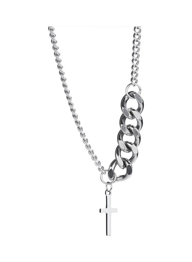 Perfii Rhodium Plated Ziron Studded Pendant Necklace - Image 2