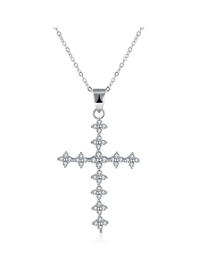 Perfii S925 Sterling Silver Crystal Studded Pendant Necklace - Image 1