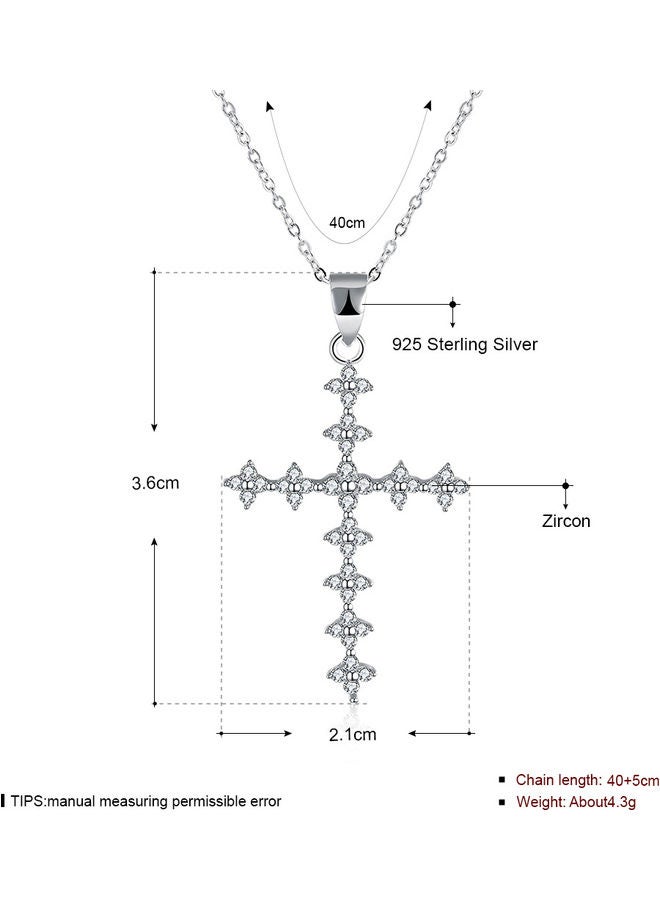 Perfii S925 Sterling Silver Crystal Studded Pendant Necklace - Image 2