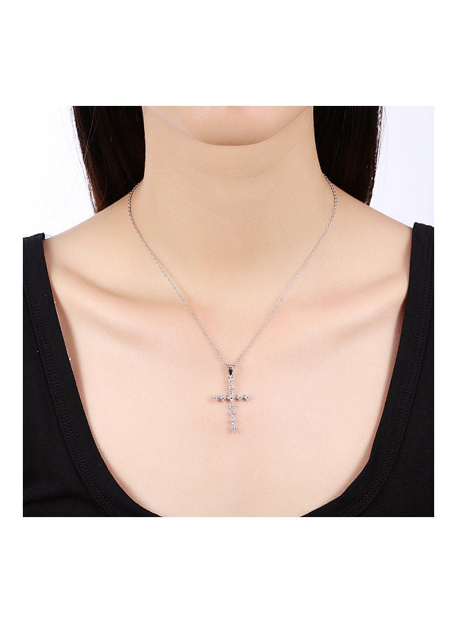 Perfii S925 Sterling Silver Crystal Studded Pendant Necklace - Image 3