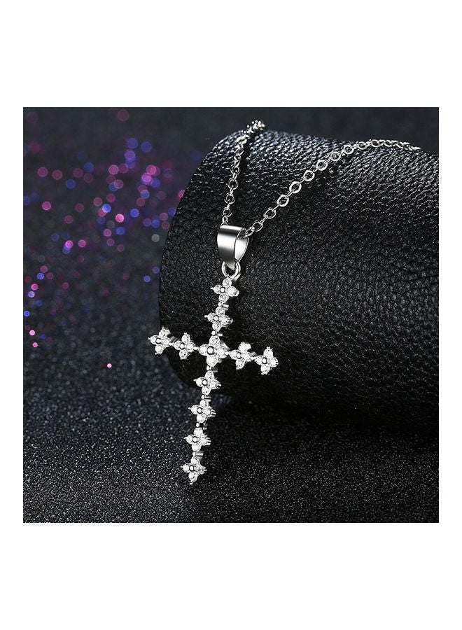 Perfii S925 Sterling Silver Crystal Studded Pendant Necklace - Image 4