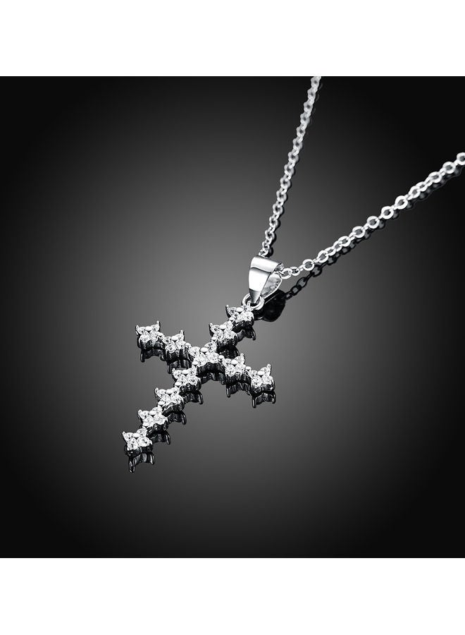 Perfii S925 Sterling Silver Crystal Studded Pendant Necklace - Image 5