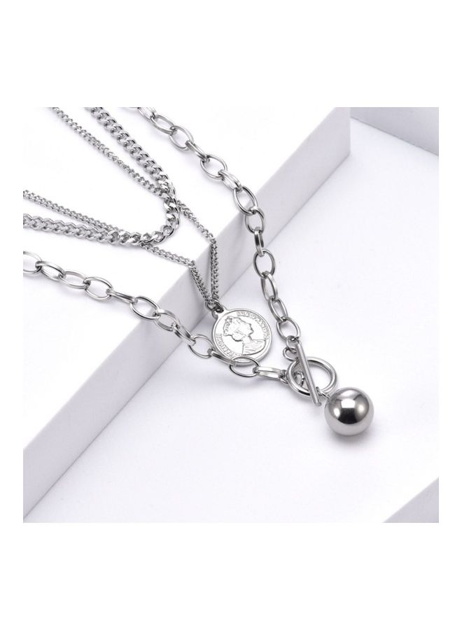 Perfii Rhodium Plated Ziron Studded Pendant Necklace - Image 3