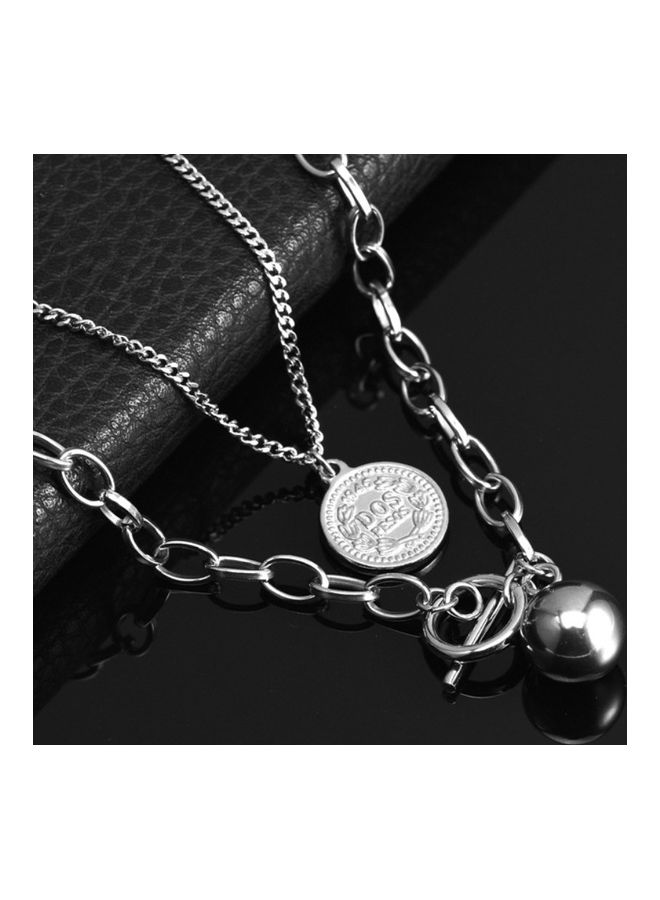 Perfii Rhodium Plated Ziron Studded Pendant Necklace - Image 5