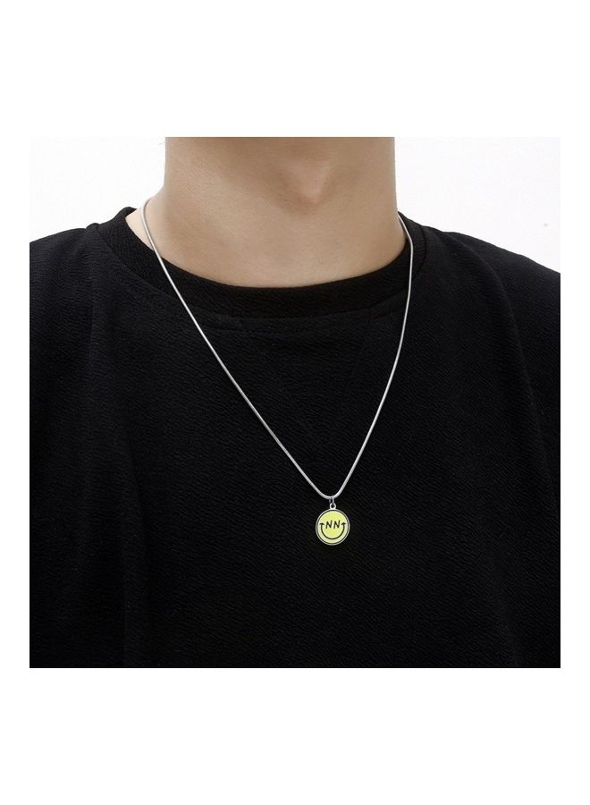 Perfii Rhodium Plated Ziron Studded Pendant Necklace - Image 2