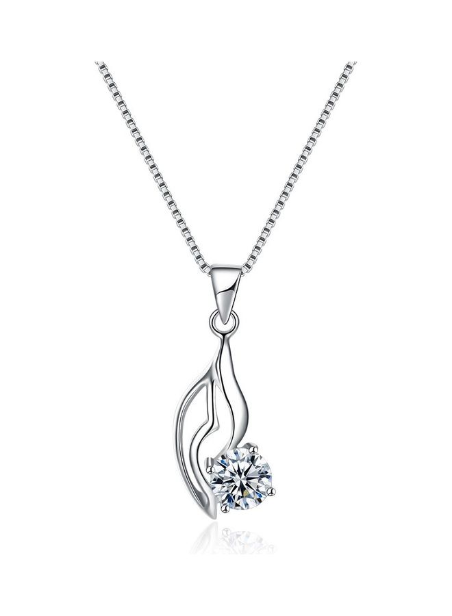 بيرفيي S925 Sterling Silver Crystal Studded Pendant Necklace  - Image 1