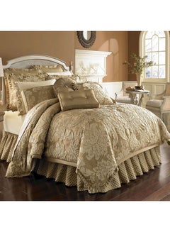 8-Piece King Size Comforter Set Polyester Gold 279x244cm