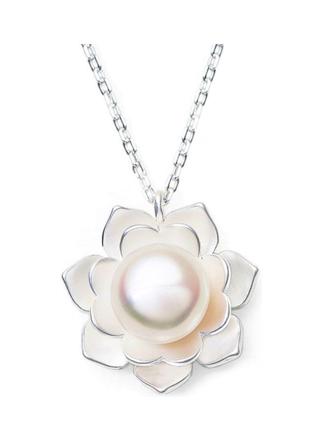 Perfii Rhodium Plated Ziron Studded Pendant Necklace - Image 1