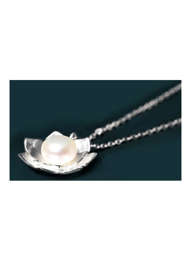 Perfii Rhodium Plated Ziron Studded Pendant Necklace - Image 2