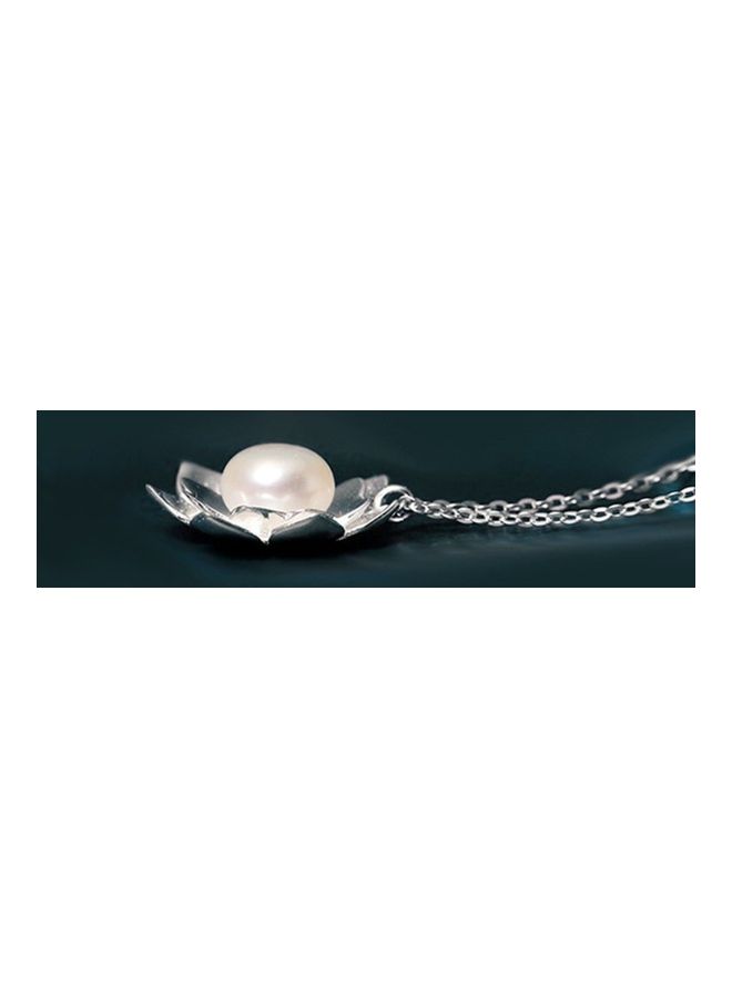 Perfii Rhodium Plated Ziron Studded Pendant Necklace - Image 3