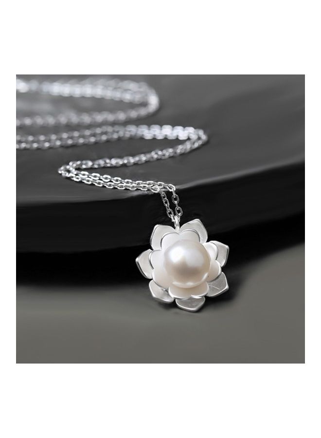 Perfii Rhodium Plated Ziron Studded Pendant Necklace - Image 4