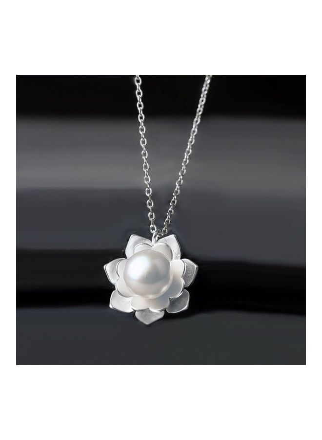 Perfii Rhodium Plated Ziron Studded Pendant Necklace - Image 5