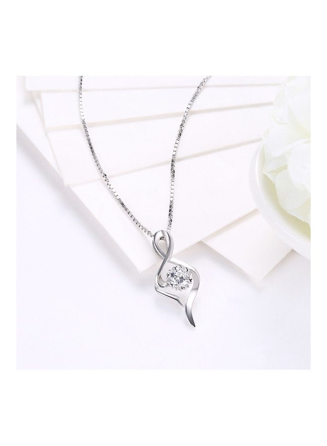 بيرفيي S925 Sterling Silver Crystal Studded Pendant Necklace  - Image 5