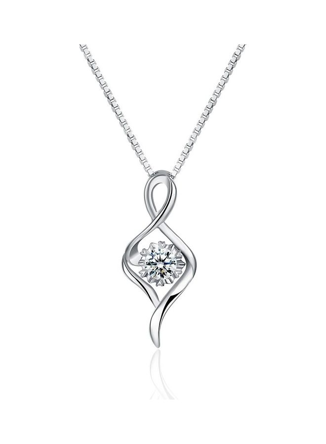 بيرفيي S925 Sterling Silver Crystal Studded Pendant Necklace  - Image 1