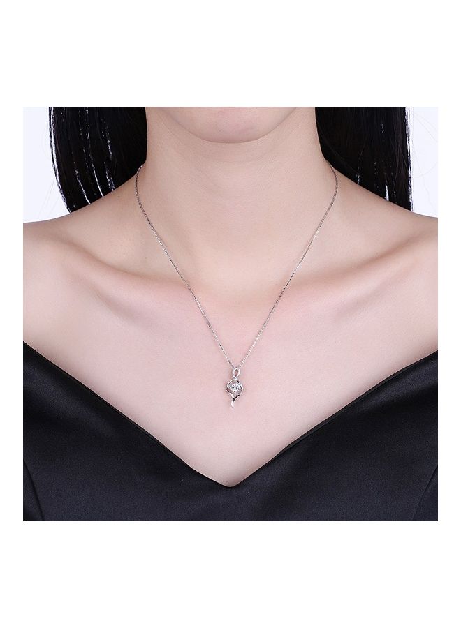 بيرفيي S925 Sterling Silver Crystal Studded Pendant Necklace  - Image 3