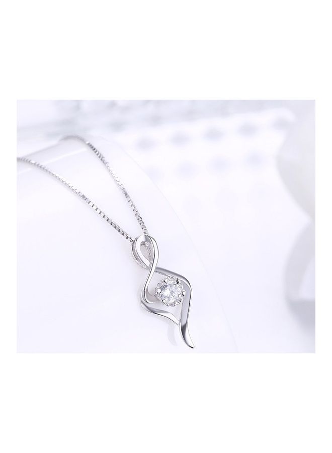 بيرفيي S925 Sterling Silver Crystal Studded Pendant Necklace  - Image 4