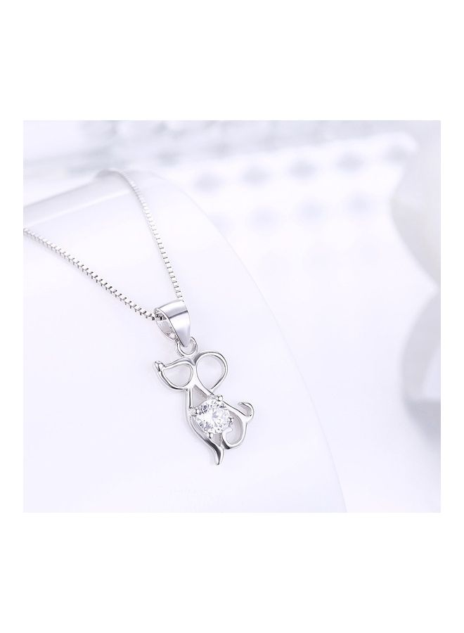 بيرفيي S925 Sterling Silver Crystal Studded Pendant Necklace  - Image 4