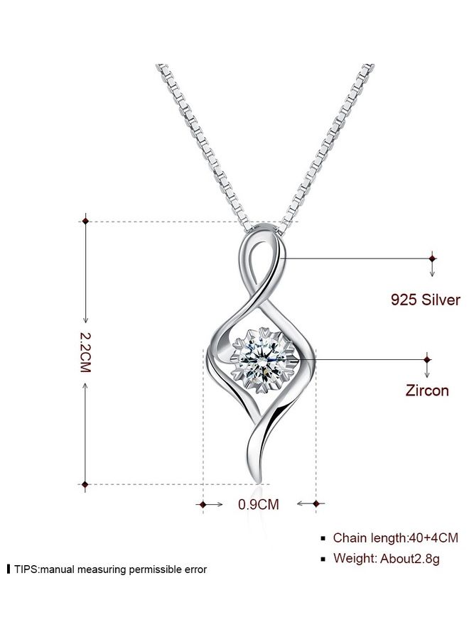 بيرفيي S925 Sterling Silver Crystal Studded Pendant Necklace  - Image 2