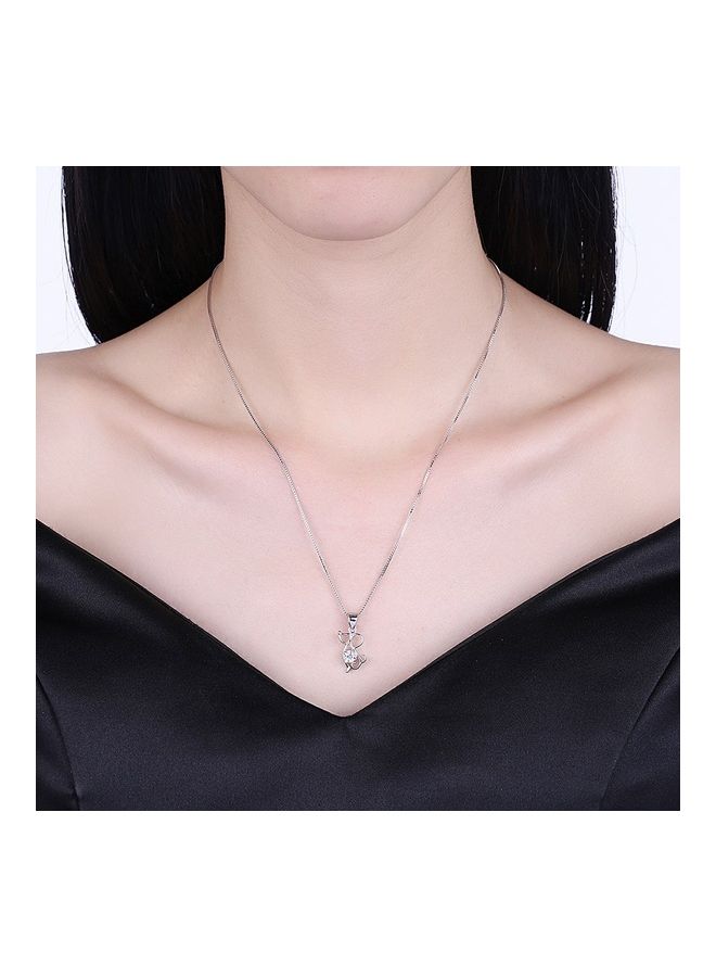 بيرفيي S925 Sterling Silver Crystal Studded Pendant Necklace  - Image 3