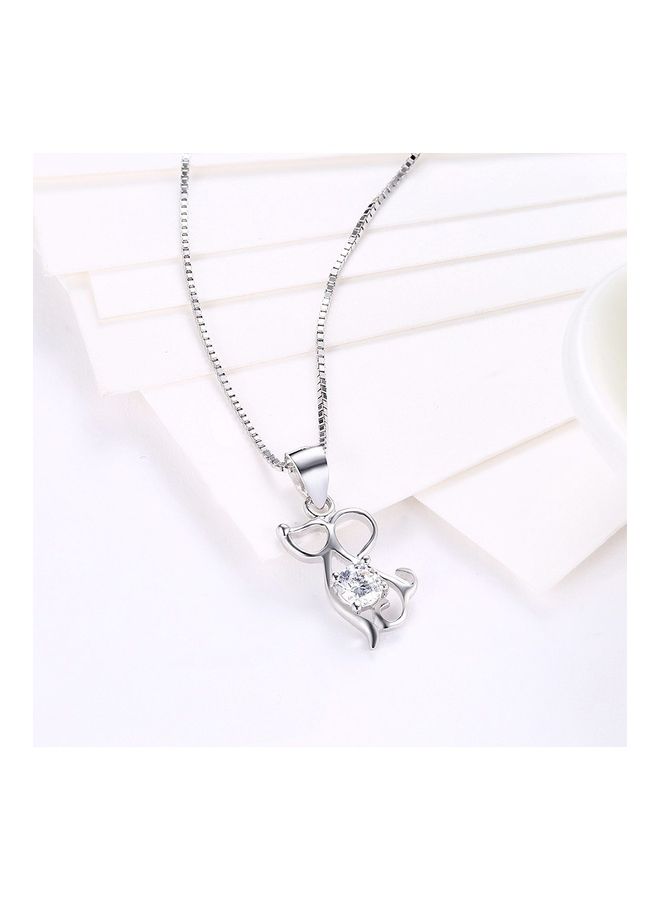 بيرفيي S925 Sterling Silver Crystal Studded Pendant Necklace  - Image 5