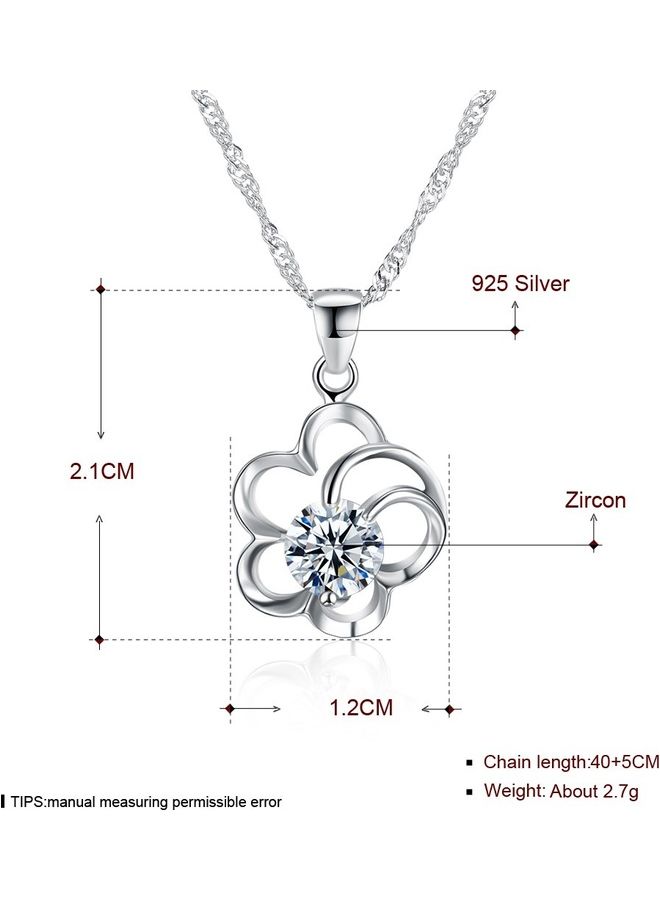 Perfii S925 Sterling Silver Crystal Studded Pendant Necklace  - Image 2