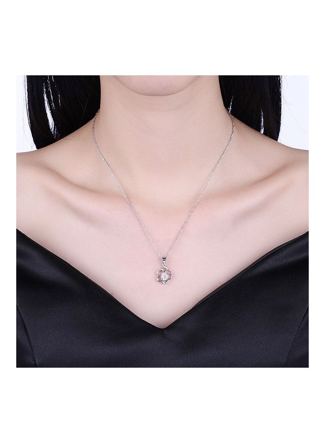 Perfii S925 Sterling Silver Crystal Studded Pendant Necklace  - Image 3