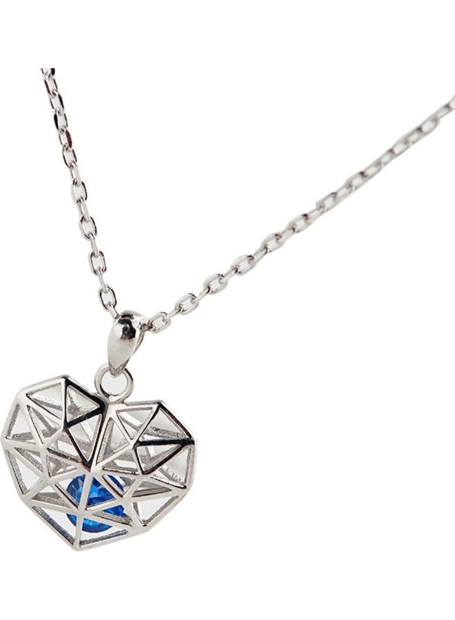 Perfii Rhodium Plated Ziron Studded Pendant Necklace - Image 1