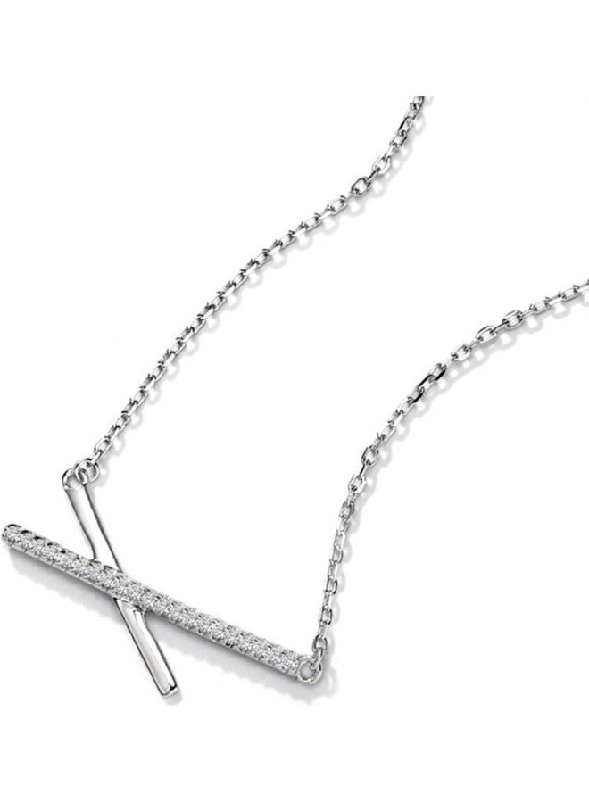 Perfii S925 Sterling Silver Crystal Studded Pendant Necklace - Image 1