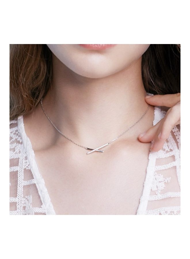 Perfii S925 Sterling Silver Crystal Studded Pendant Necklace - Image 2